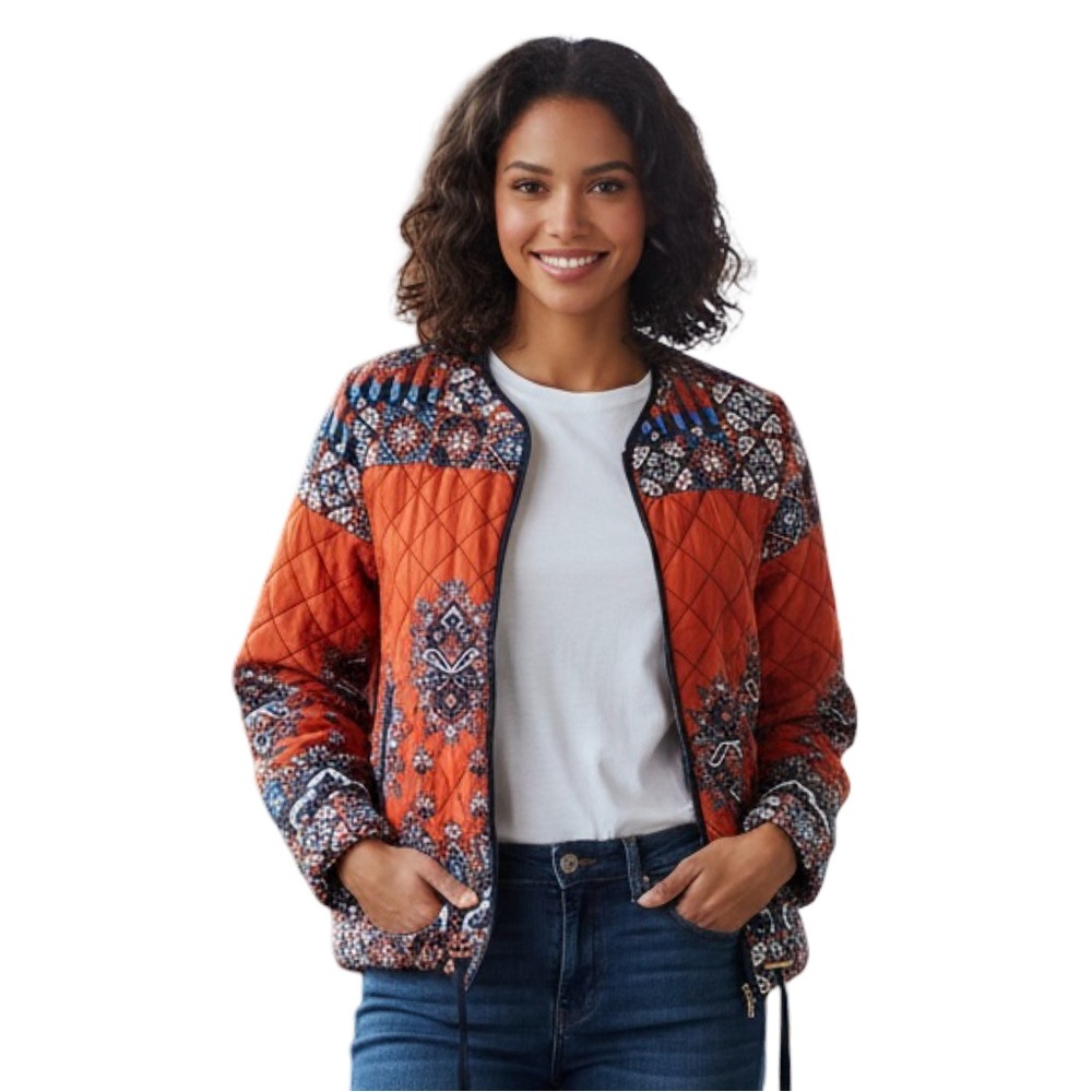 Ruby Rd. Quilted Lightweight Cotton Jacket Orange… - image 2